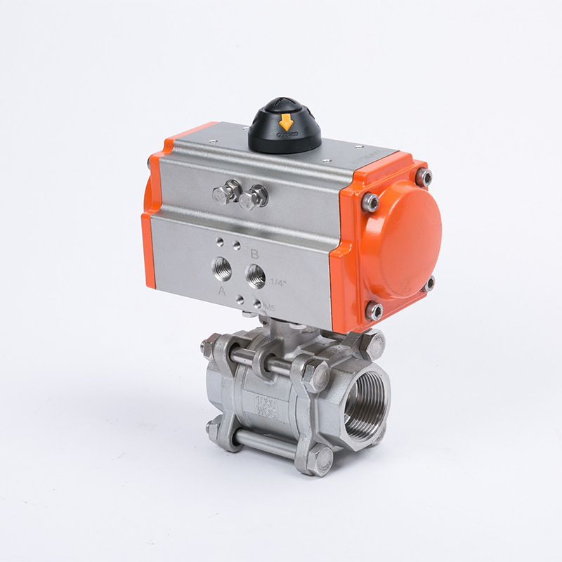 Q611F-16P气动不锈钢304高平台内螺纹丝扣三片式球阀