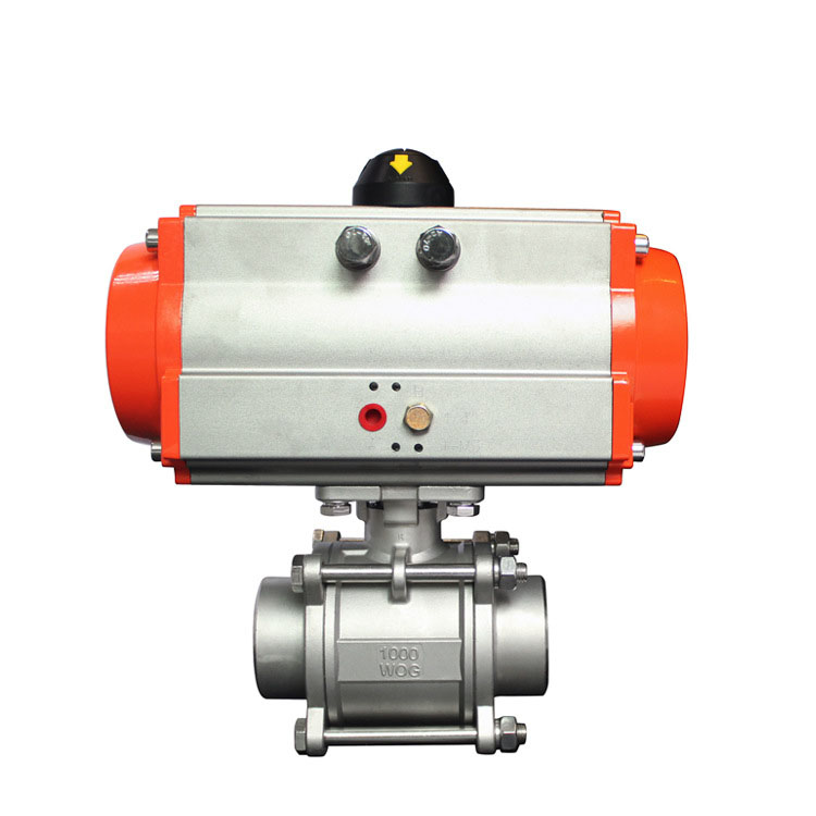 双作用气动三片焊接式球阀,Q661F,不锈钢三片式两通气动球阀