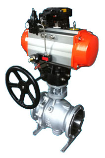 气动固定式法兰球阀带手轮机构