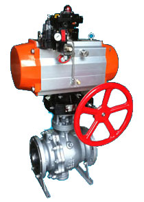 气动法兰球阀带手轮机构