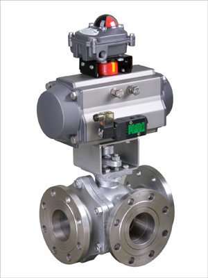 气动三通法兰式球阀Q644F/Q645F