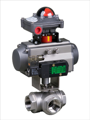 气动内螺纹三通球阀